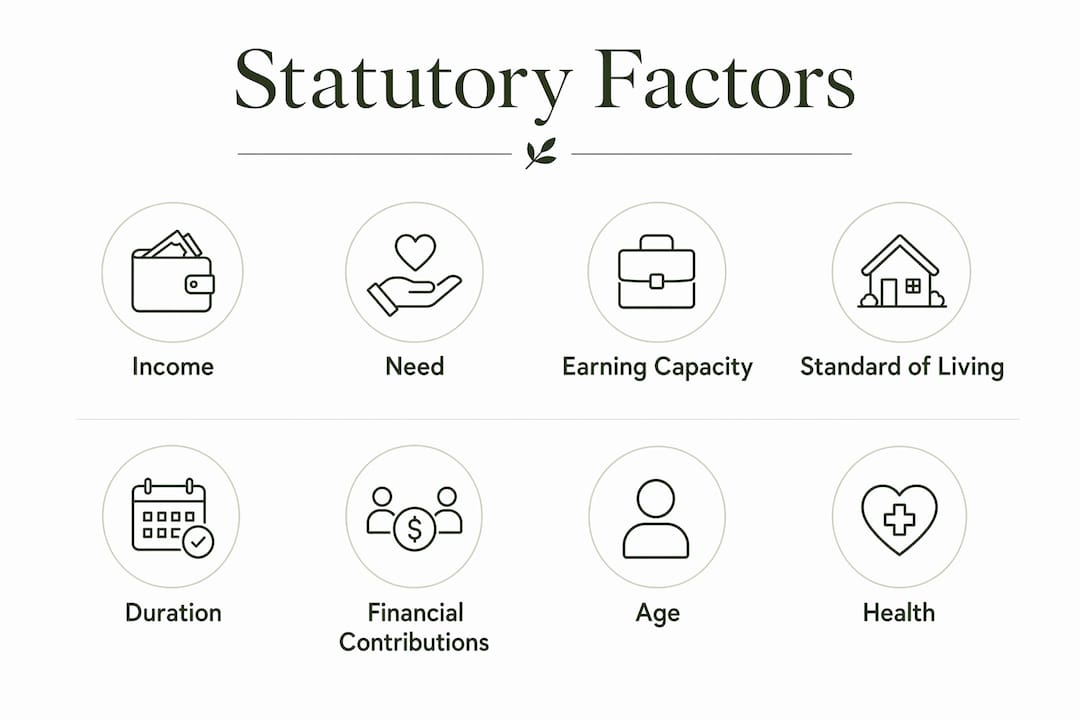 Infographic showing Utah alimony statutory factors